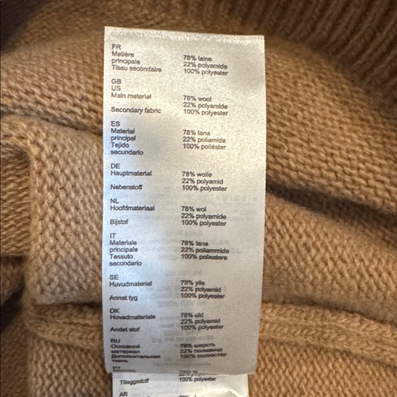 Maje Mirelle Camel Mock Layered Blouse and Wool V-Neck Sweater Pullover Size 2 - Picture 15 of 16